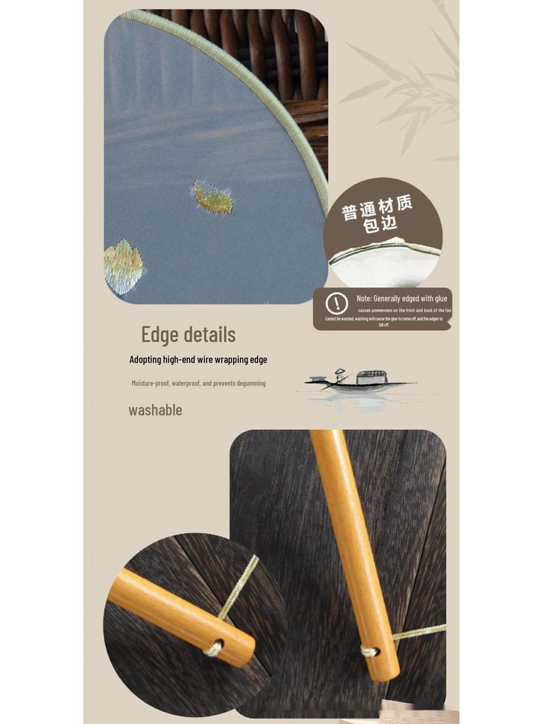 Zweiseitig bestickter runder Fächer im antiken Stil, Hanfu Su-Stickerei, vielseitiger Tanzfächer, chinesischer Stil