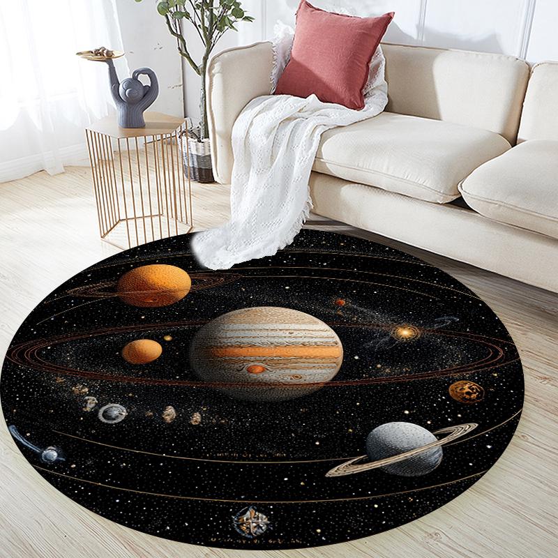 Solar System Pattern Round rug,Carpet Rug for Living Room Bedroom Sofa Playroom Decor,Non-slip Floor Mat,Holiday Gifts and Birthday Gifts.