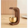 Solid Wooden Round Doorbell with Magnetic Brass Wind Chimes Wireless Jingle Bell Entrance Bell Pendant for Home Decoration