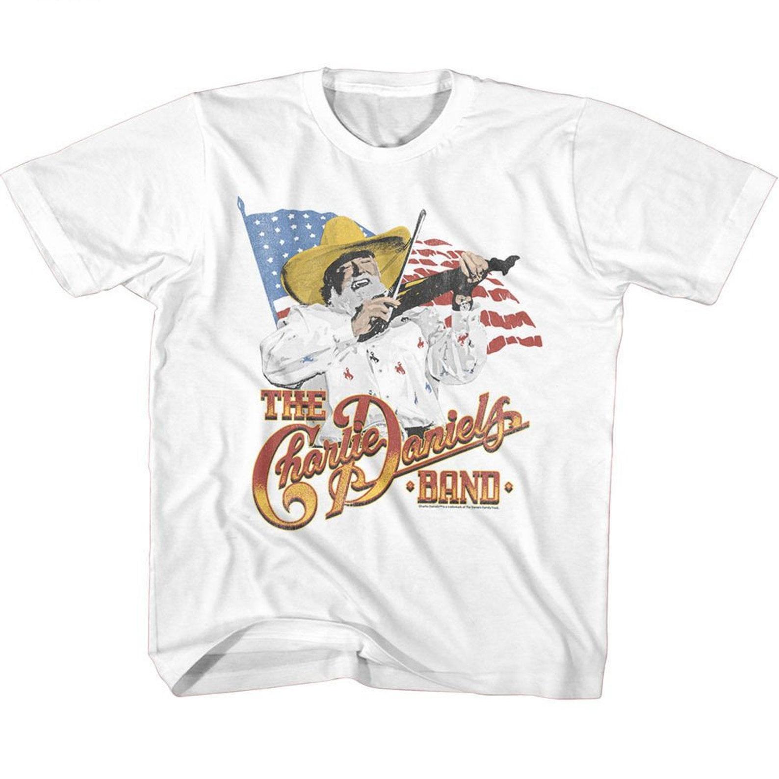 Charlie Daniels Band And The Flag White Youth T-Shirt 3XL