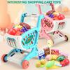 Children's Educational Toy Set Supermarket Shopping Cart with Trolley Cutting Food Fruit Simulated Play 15PCS Girls' Simulation