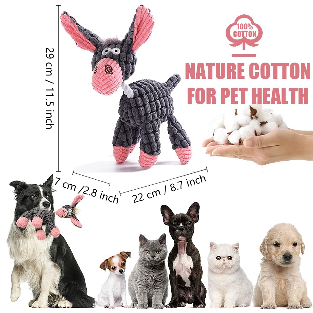 Squeak Dog Toys, Durable Stuffed Animal Plush Chew Toys, Dog Toys for Cleaning Teeth, Suitable for Small Medium-sized Dogs