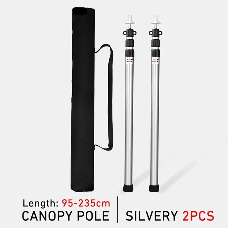 2Pcs Camping Canopy Pole Aluminum Alloy Telescopic Tent Support Foldable Beach Shelter Awning Pole For Outdoor Adjustable
