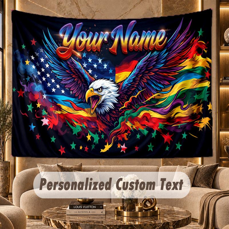 American Patriotic (28) Theme Personalized Tapestry Custom Name Text Wall Hanging Tapestry Home Background Decoration