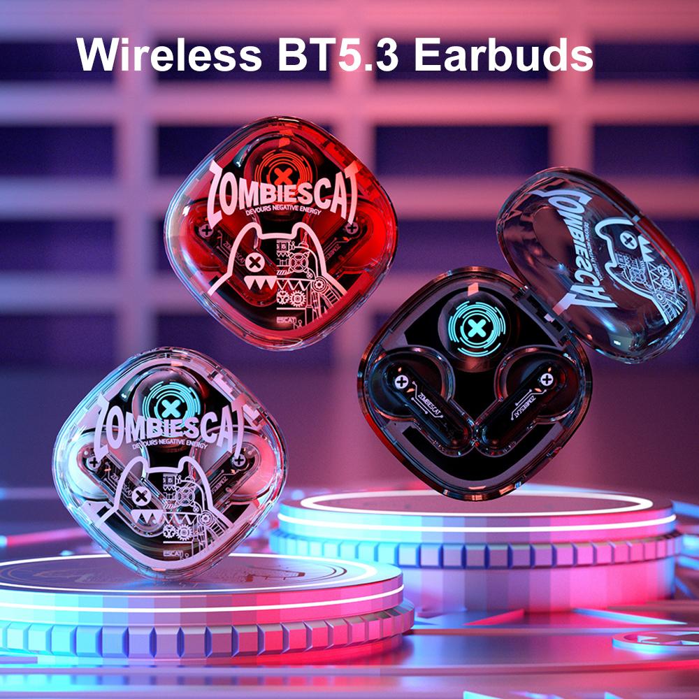 ZOMBIESCAT B2 Wireless Earbuds BT5.3 Earphone, Lightweight and Ergonomic Design, Low Latency Rechargeable Battery, Cool