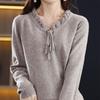 Sweater for Women Autumn Winter Thickened  Warm Knitted Stretchy Long Sleeve Oversize V-neck Tops