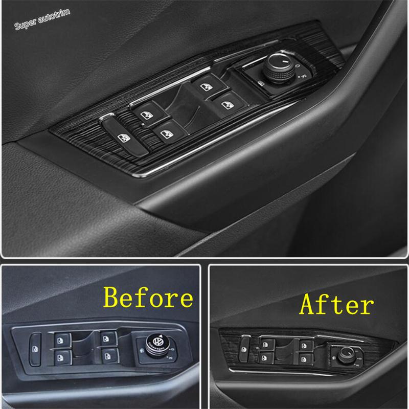 Window Lift Switch Panel Central Control Air Condition Cover Trim For Volkswagen T-Roc T Roc 2018 - 2025 Black Brushed Interior