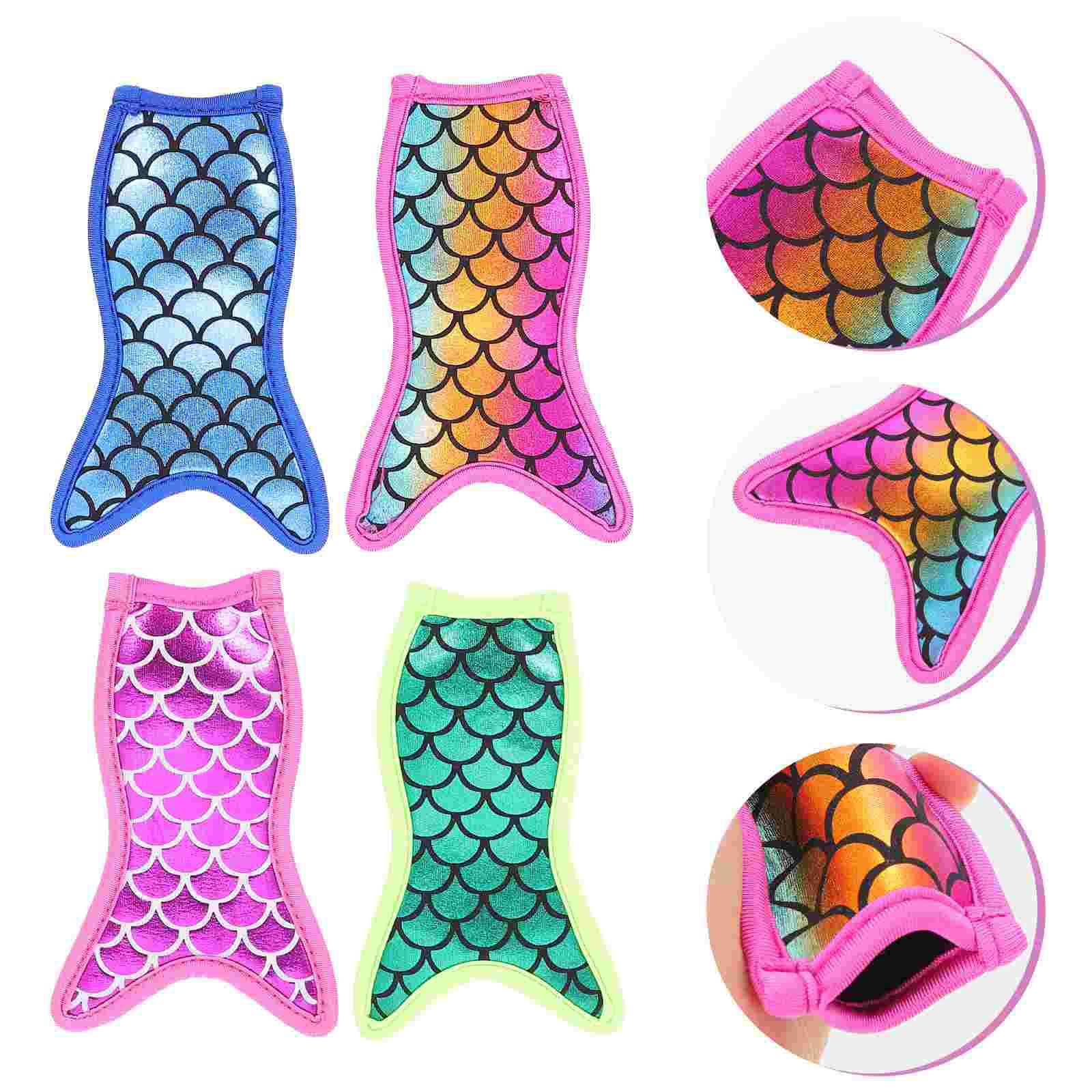 

Набор из 4 шт. Чехлы-держатели для эскимо Русалка для детского мороженого, пакеты для эскимо, рукава-чехлы для палочек для холодильника, термосумки-рукава 15.5X9.5X0.5CM