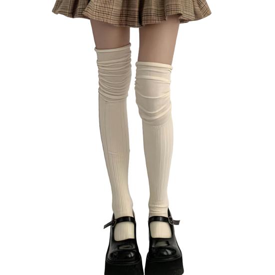 

Свободные ботфорты выше колена, носки с присборкой, длинные носки, женские эластичные чулки выше колена для сапог бежевый