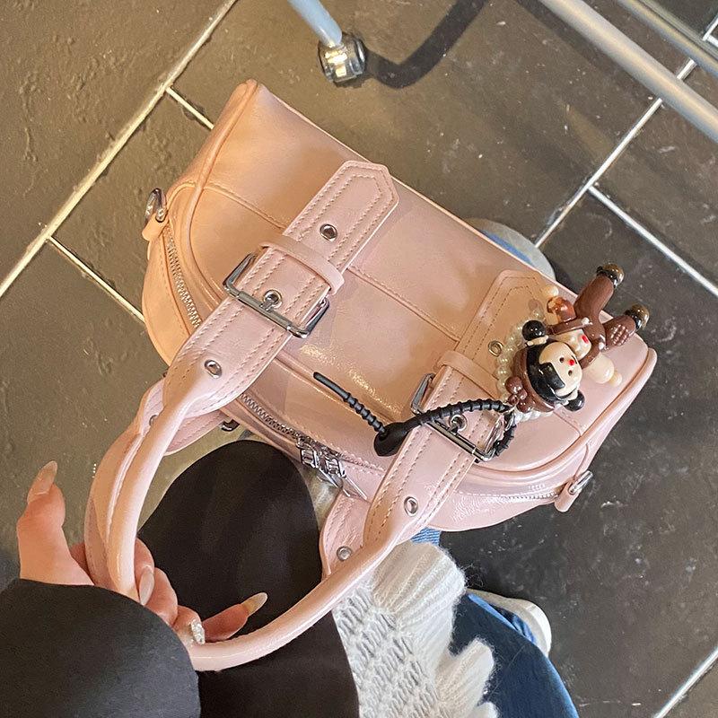 New Product Hot Sale Fashion Locomotive Style Simple Portable Boston Bag Personality Versatile Niche Design Messenger Bag Women