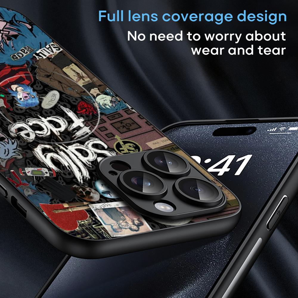 American Sally Face Retro Fashion Phone Case For iPhone 17 16 15 14 13 12 Plus Pro Max High-end Luxury Magsafe Sheepskin