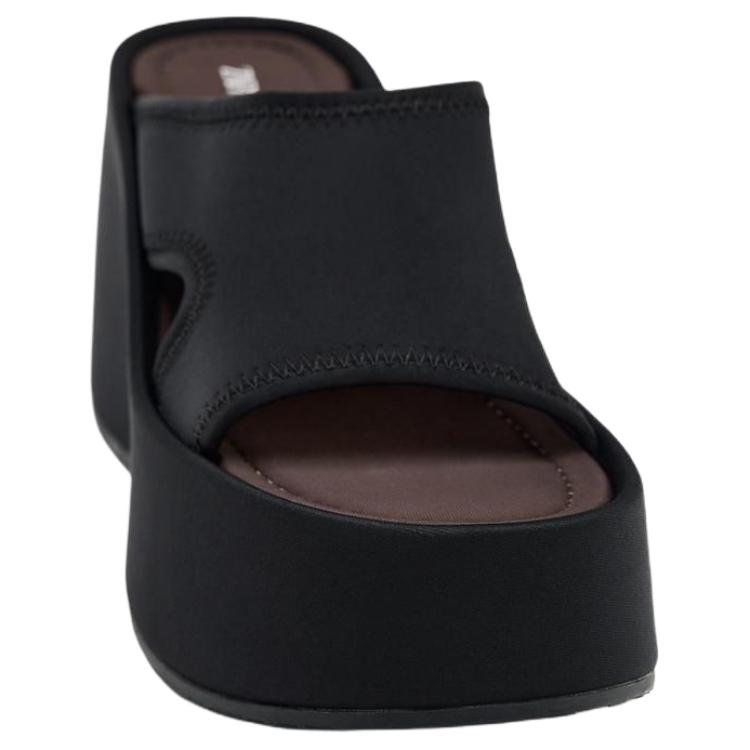ZARA Minimalist Fashion Stitching Decorated Wedge Heels Slide Sandals Women sandals Black 3344510800