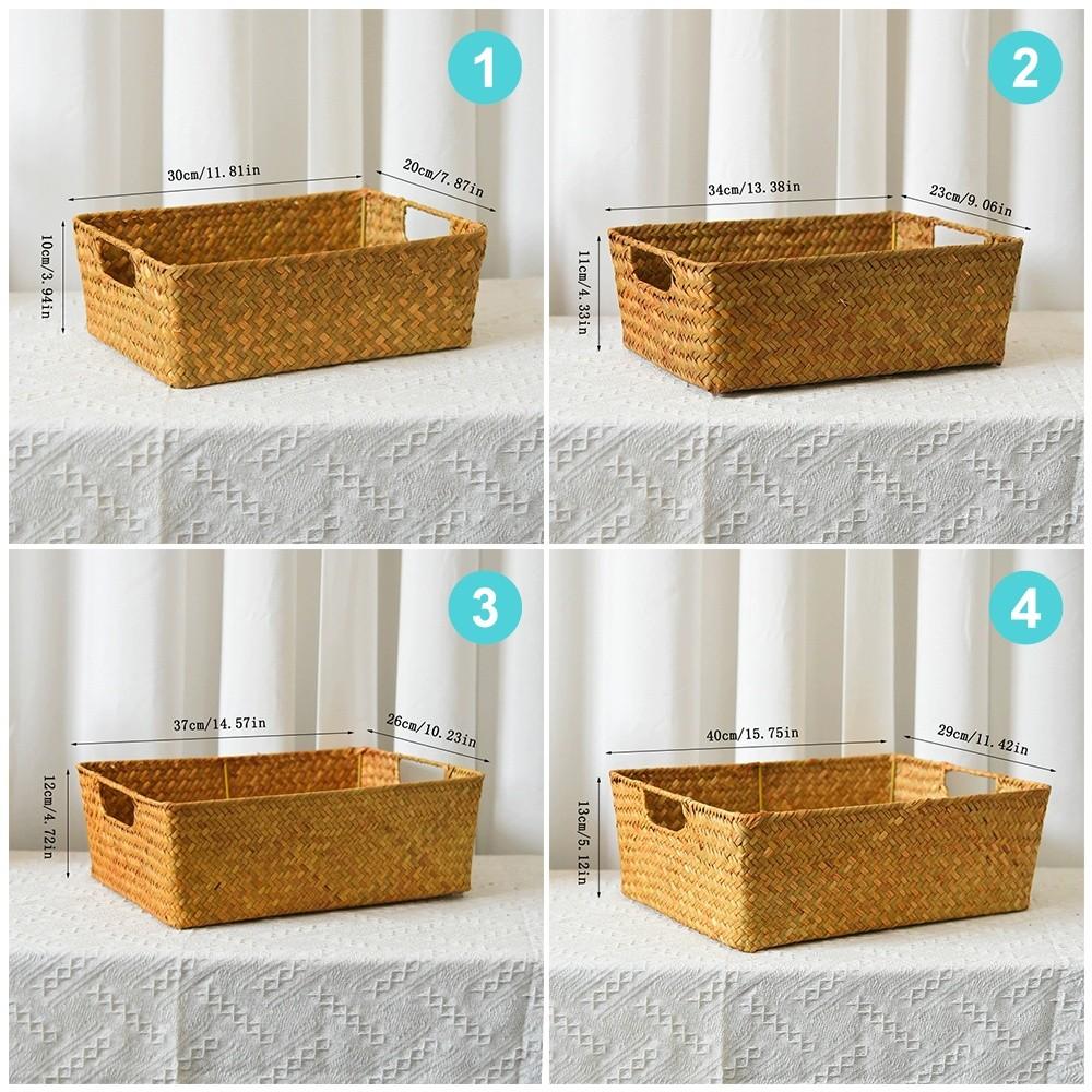 Con Asas Cesta de Almacenamiento de Ratán Ratán Natural Tejido Contenedor de Almacenamiento Organización de Cocina