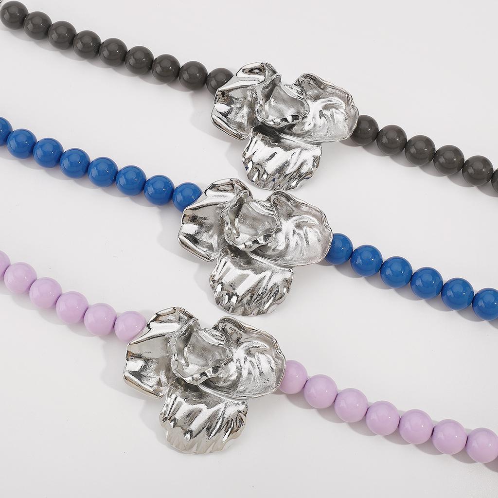 Tooxika Exaggerated Personality Flower Pendant Necklace Women Sweet Atmosphere Multi-coloured Beaded Necklace