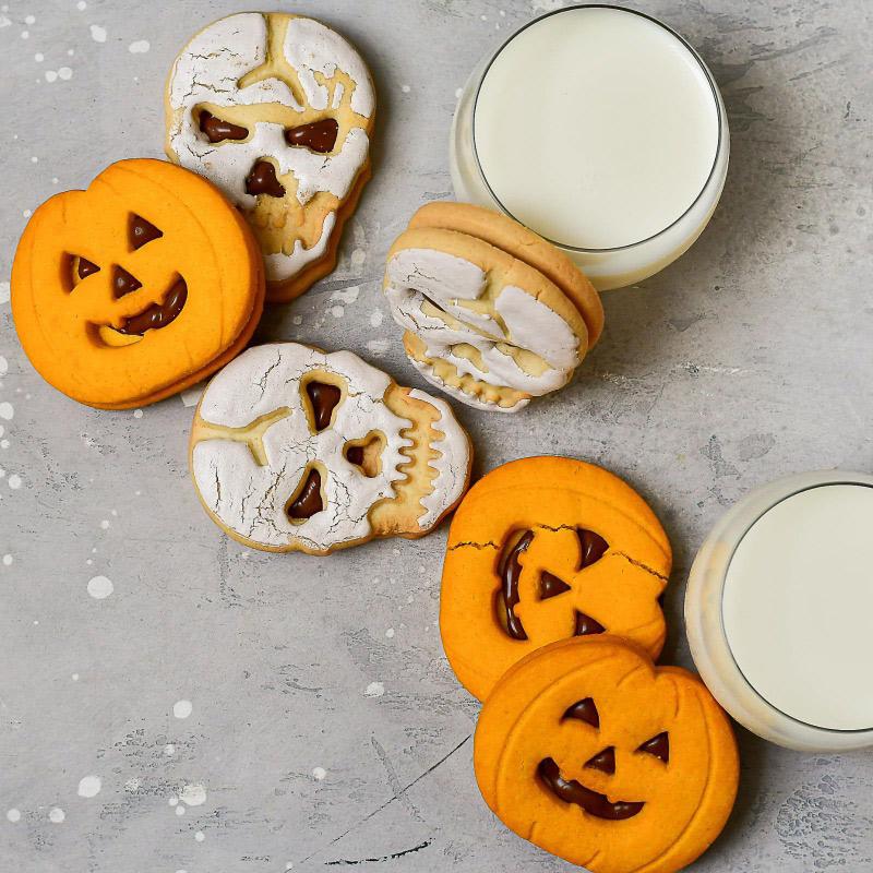 6pcs Halloween Cookie Cutter Mold Stainless Steel Ghost Pumpkin Skull Head Coffin Baking Molds Cupcake Chocolate Biscuit Mould