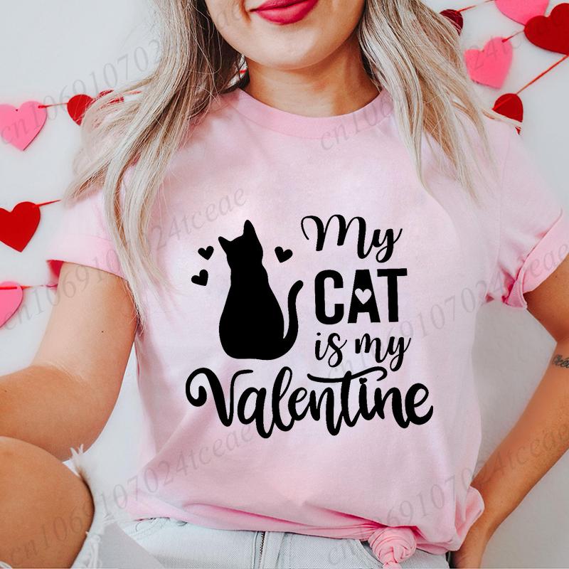 Women's T-Shirts Clothing Valentine Leopard Love Heart Print Tees Breathable Tshirt Loose T-Shirts Harajuku Casual Short Sleeve