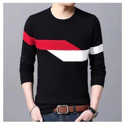 New Men's Winter Velvet Slim Sweater for Young and Middle-aged People Round Neck Sweater Men's Casual Pullover