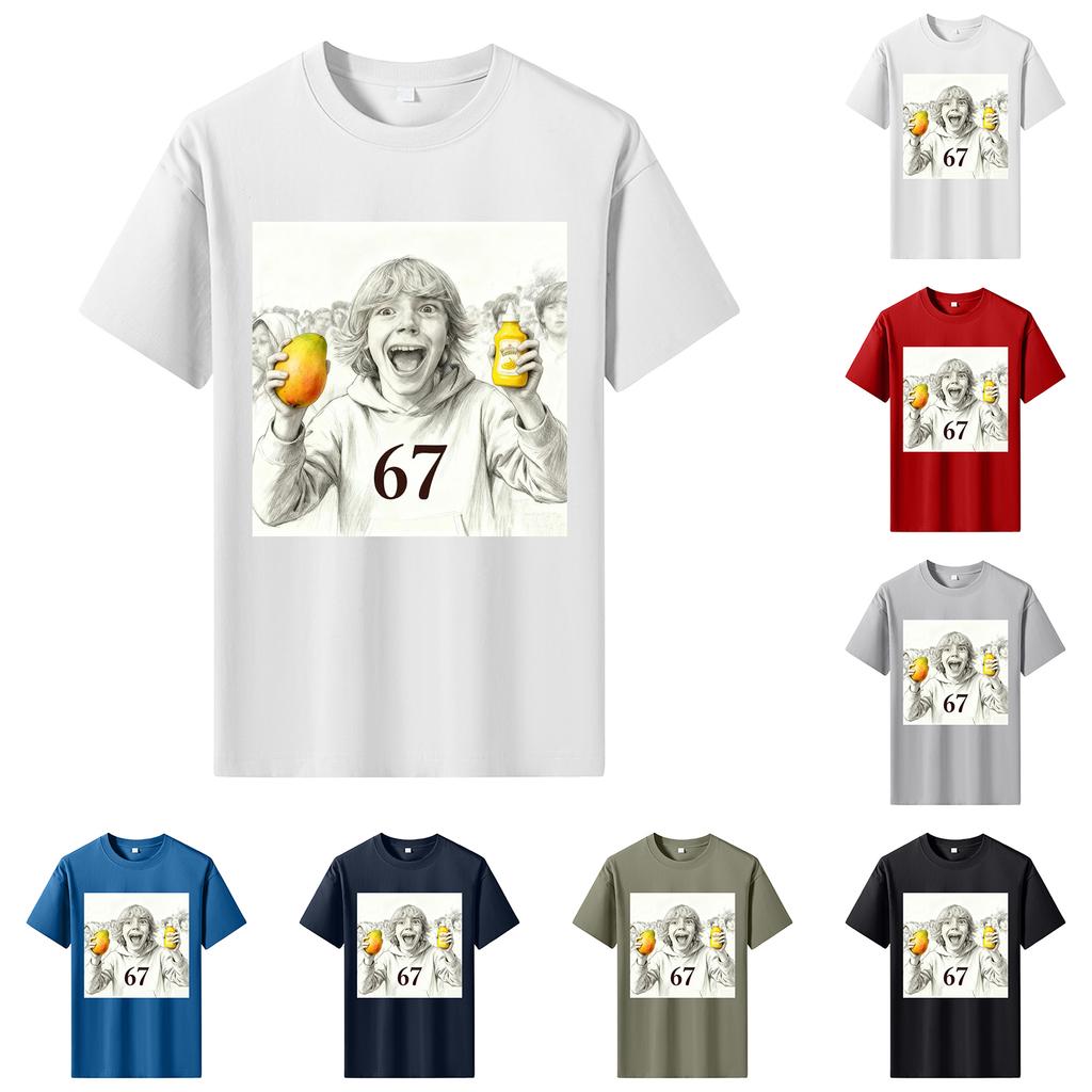 Men's Printed Short Sleeve T-Shirt Men's Loose Casual Short Sleeve Top