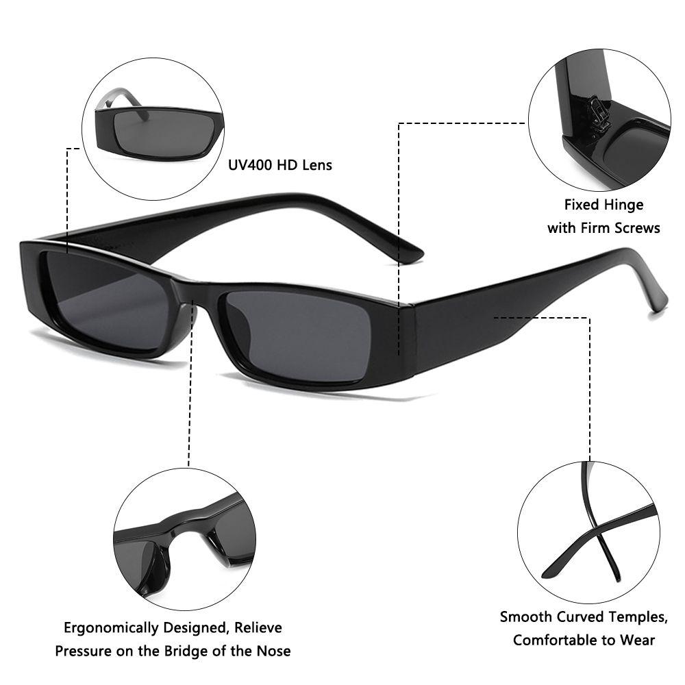Square UV400 Eyewear Narrow Sunglasses Retro Sun Glasses Small Frame Small Rectangle Sunglasses