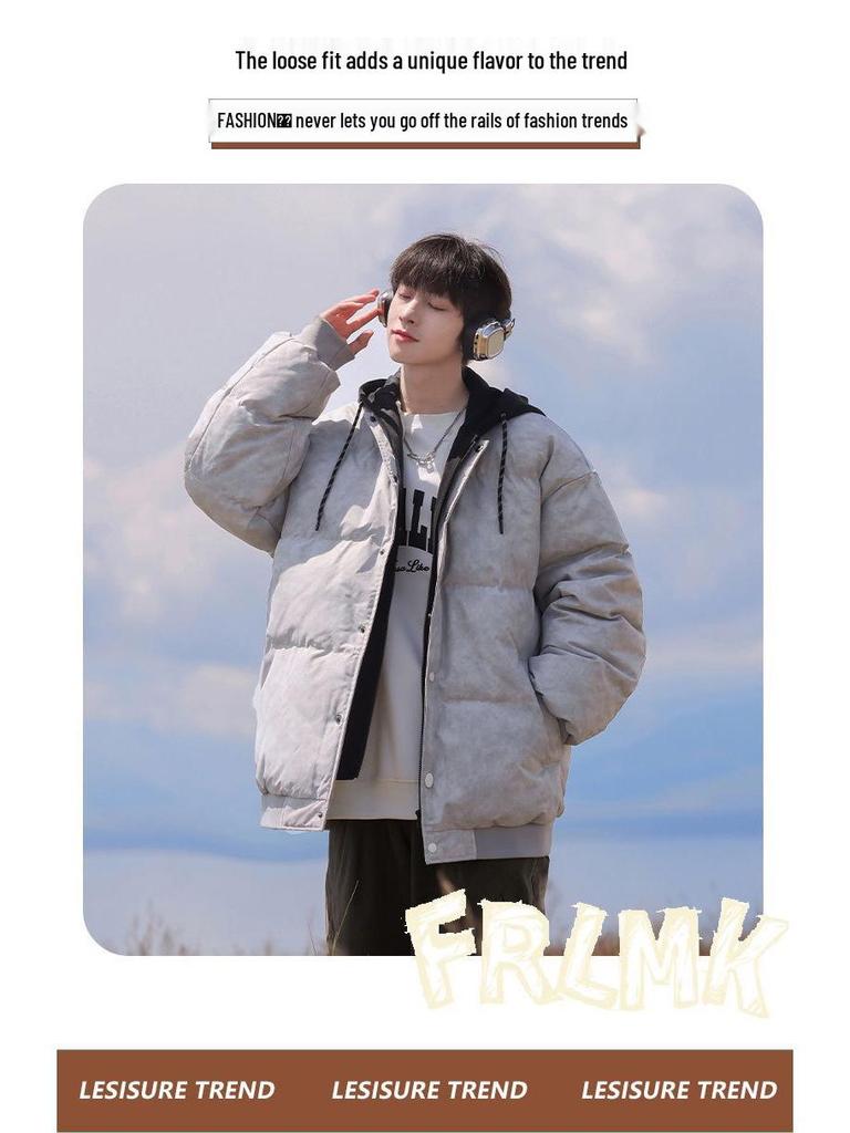 Men's Winter Thickened Hooded Cotton Jacket - Two-Piece Design, Warm Casual Outerwear