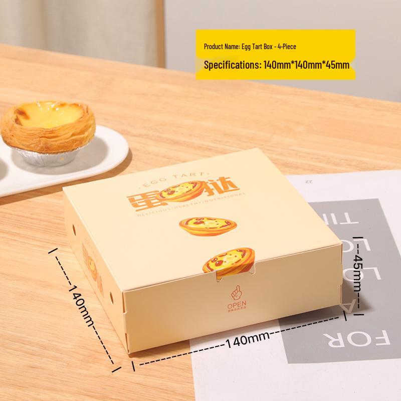 Disposable Portuguese Egg Tart Boxes (2, 4, or 6 Pieces) for Homemade Desserts & Takeaway
