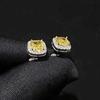 New Zirconia Men's Earrings Yellow Diamond Anti-Allergy Unisex Style Simple Jewelry