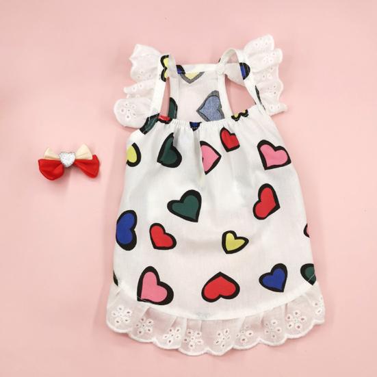 Šaty pro domácí mazlíčky Měkká krajka Módní potisk Pohodlné tenké rekvizitové šaty pro psy Bavlněné šaty s čelenkou Letní nabídka