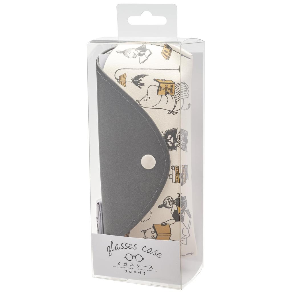 Pearl Moomin Eyeglass Faux Leather Case with Button and Magnetic Includes Microfiber MOOMIN Flap Eyeglass Perfect for Gift Case, Semi-Hard Closure,