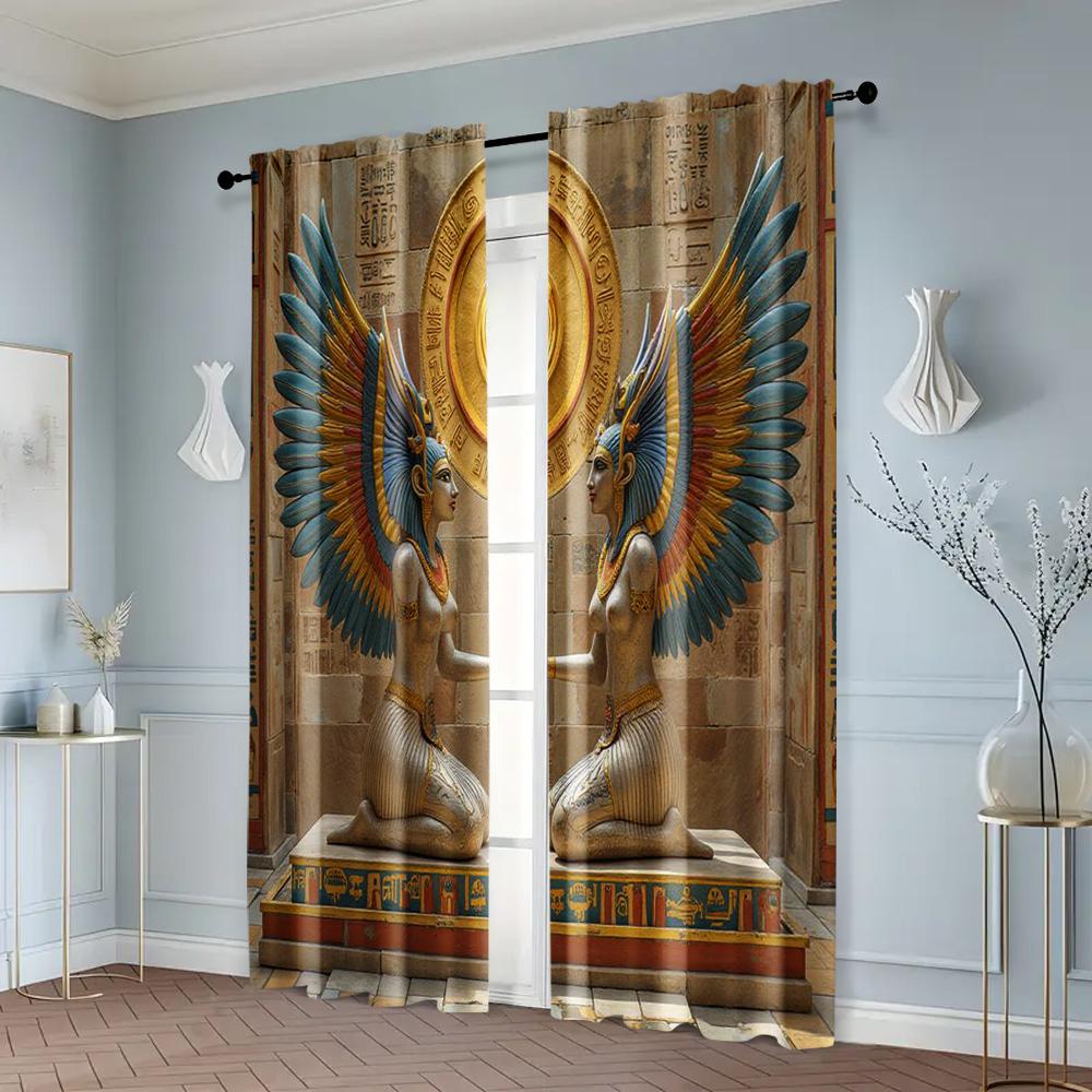 2pcs   Creative Curtains Egyptian double goddesses Polyester (without rod) Home Decor Perfect for Bedroom Living Room Window