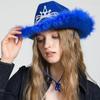 Vintage Country Western Fedora Hat Cowgirl Hat Furry Trims Cowgirl Hat for Party Photo Props Headwaer Gifts