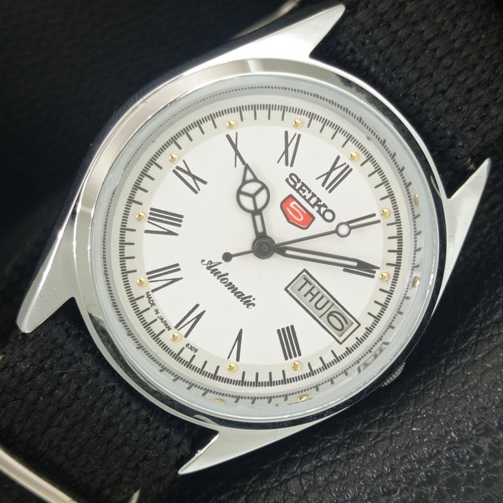 ВИНТАЖНЫЕ ОТРЕМОНТИРОВАННЫЕ МУЖСКИЕ АВТОМАТИЧЕСКИЕ ЧАСЫ SEIKO 5 6309A ЯПОНИЯ БЕЛЫЙ ЦИФЕРБЛАТ a442158-1 gray