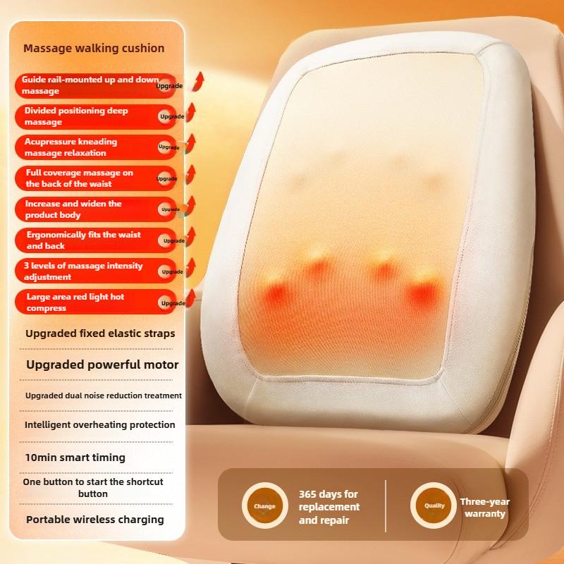Wireless Chair Massage Machine Cushion Back Waist Multi-purpose Up and Down Move Warm Massager Pad Ultra-thin Car Use Home