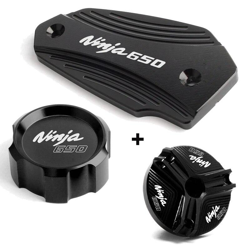 For Kawasaki NINJA 650 NIINJA650 -2023 Accessories Motorcycle Front & Rear Brake Fluid Reservoir Cover Engine Oil Filler Cap