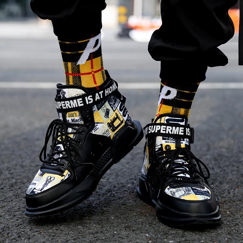 Pánské tenisky Módní graffiti Prodyšné Ležérní boty Luxusní Značka Vysoká Kvalita Červené Trendy Pánská Obuv Pánské bílé sportovní boty