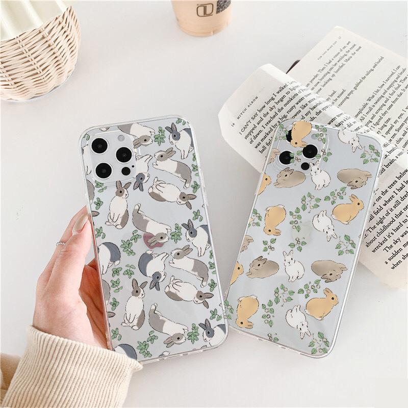 Cartoon Cute Rabbit Animal Clear Phone Case for Iphone 7 8 Plus SE 2020 11 12 13 Pro Max X XS MAX XR Back Soft Transparent Cover