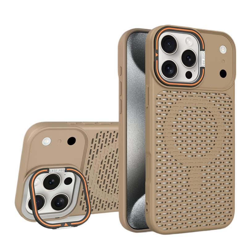 Applicable to iPhone17ProMax honeycomb heat dissipation magnetic suction bracket mobile phone case Apple 16Pro breathable protective case