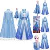 Exquisites Langarm-Eiskönigin 2 Elsa Kleid Schneekönigin Cosplay Kostüm für Mädchen 3-10