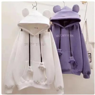 Süßer Samt-Hoodie für Studenten im Herbst und Winter, lockerer Pullover mit Buchstaben-Print, Hoodie für Damen