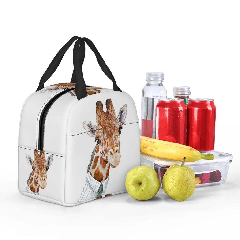Sac à lunch isotherme girafe pour femmes, glacière de bureau, boîte alimentaire thermique, sac fourre-tout, contenant de boîtes à lunch étanche
