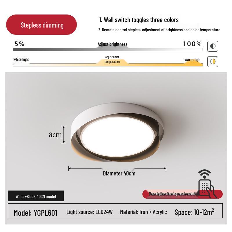 Modern Nordic LED Ceiling Light - Minimalist Round Design for Master Bedroom