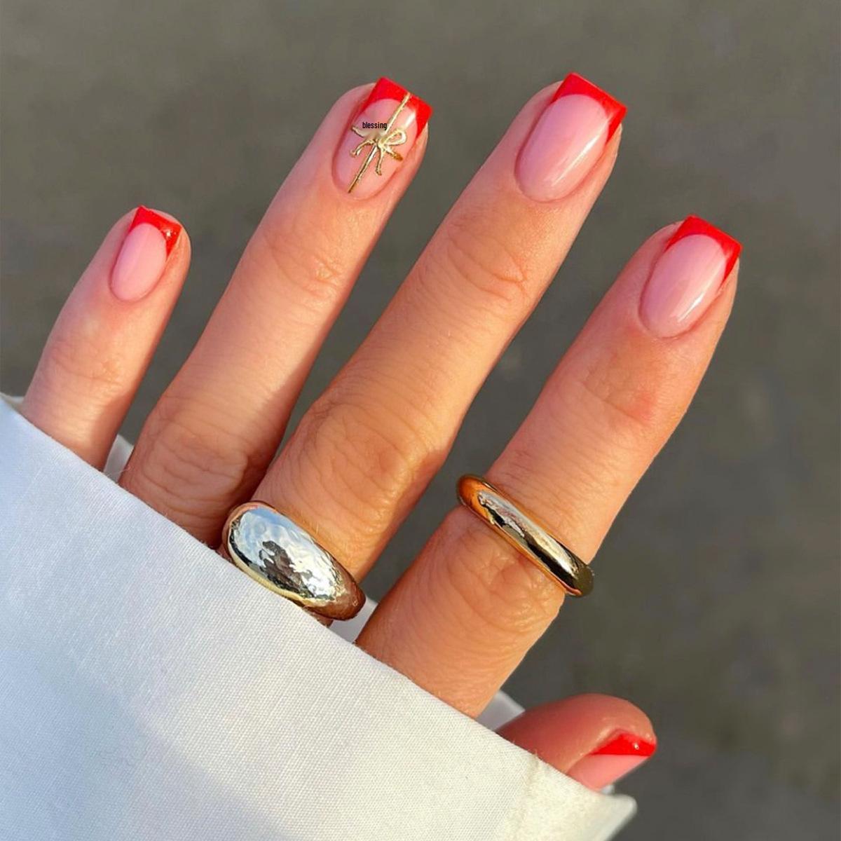 

Advanced Minimalist French Gift Bow Press-On Nails
