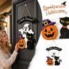 Halloween Welcome Sign with Pumpkin Design for Front Door Wall Hanging Decor