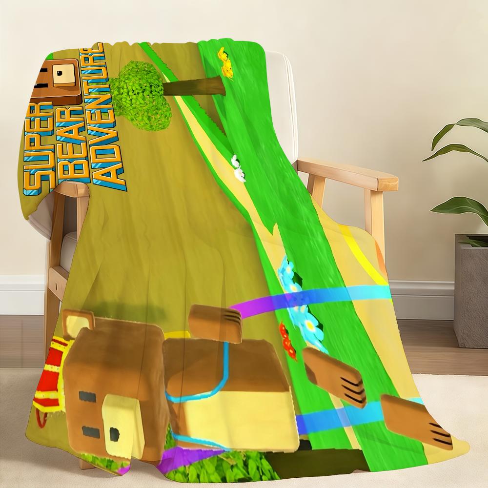 

S-Super Bear A-adven-ture Blanket Throw Super Cosy Plush Living Room Sofa Couch Childish Birthday Gifts 75cmx90cm