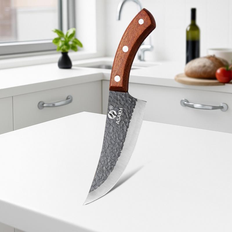 Stainless Steel Boning Knife Kitchen Skinning Butcher Knife Meat Cleaver Fruit Paring Hand-Forged Kitchen Knife Wooden Handle