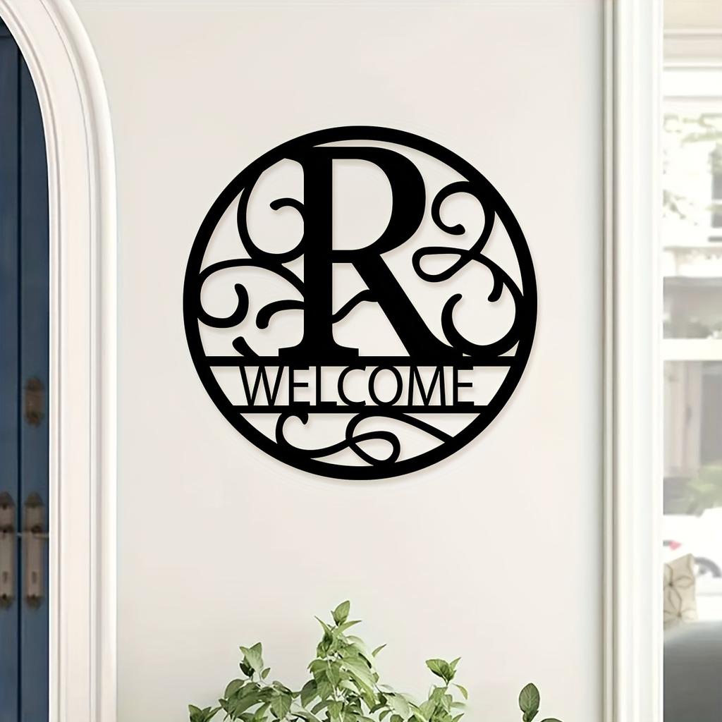1pc Metal Letter Sign, Surname Family Name Plate for Outdoor Wall, Housewarming Halloween Christmas New Year Gift