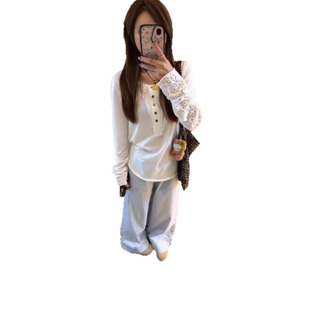 

Women s Korean Embroidered Long Sleeve Cover-Up Top Medium