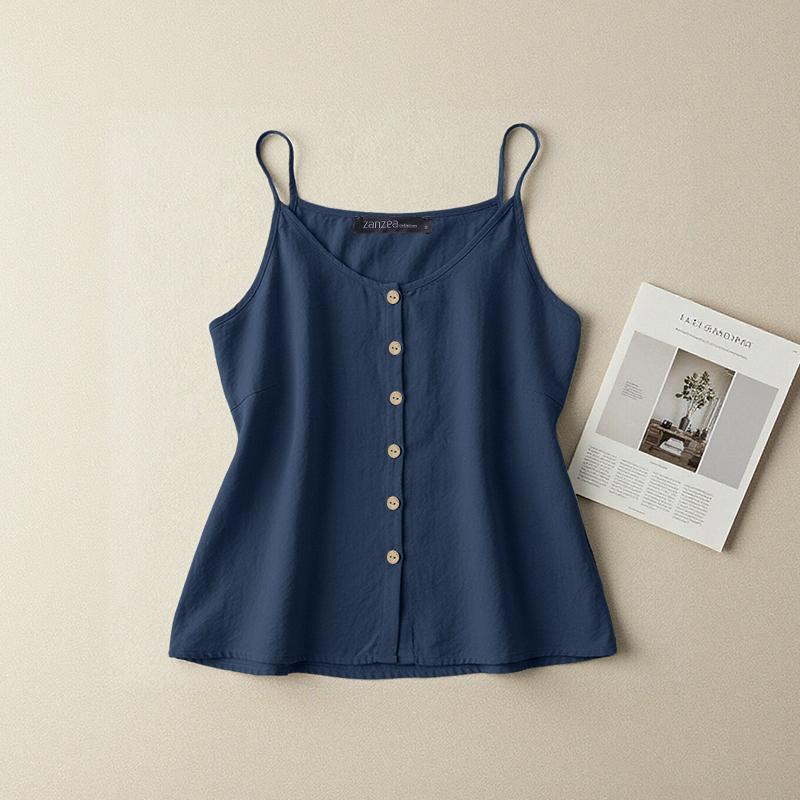 ZANZEA Womens Summer Sleeveless Straps Vest Camisoles