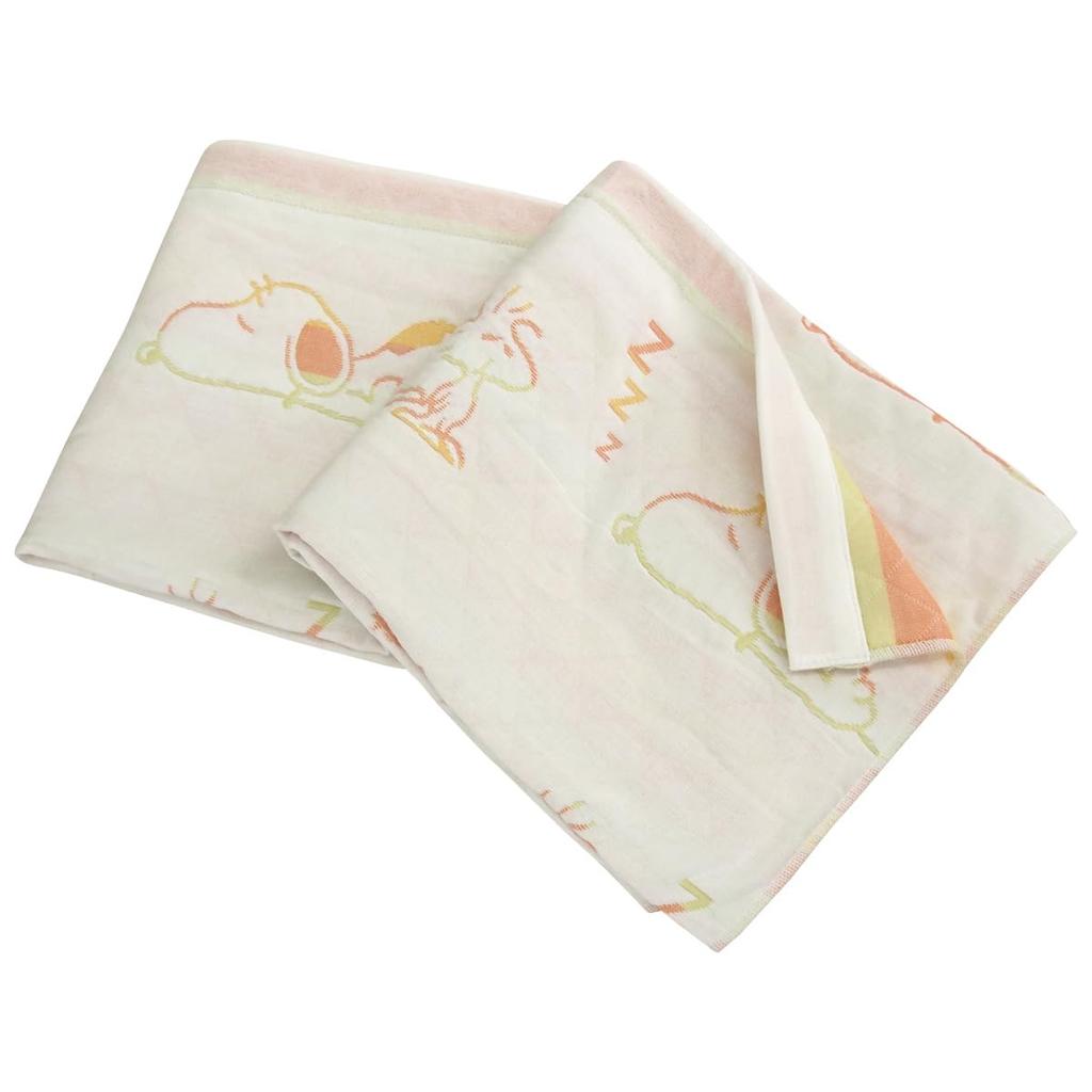 Rivere Gauze Blanket, Half Size, Triple Gauze, Snoopy, Cotton Blend, Soft, Moisture-Absorbing, Breathable, Lightweight, Washable, All-Season, Air Cond