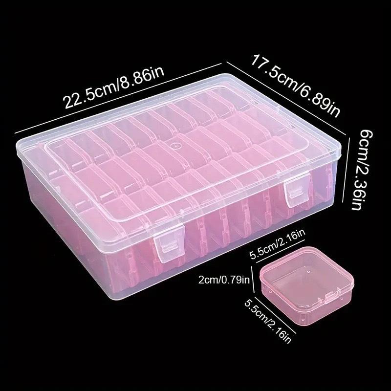 

31pcs Diamond Painting Embroidery Storage Box, Nail Art Jewelry Rhinestone Mosaic Storage Container, Multifunctional Storage Box рожевий