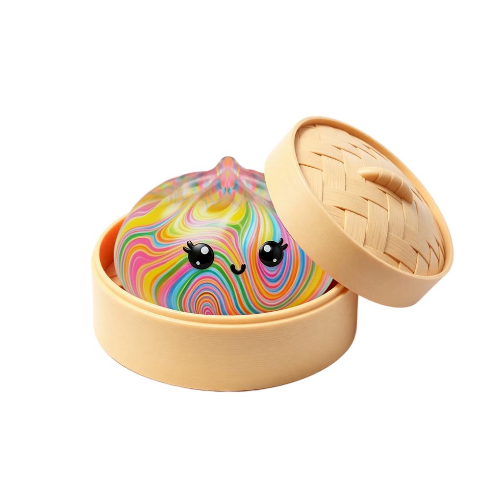 Bun Shaped Toy with Steamer Basket - Cute Toy for Kids, Adults, and Collectors
